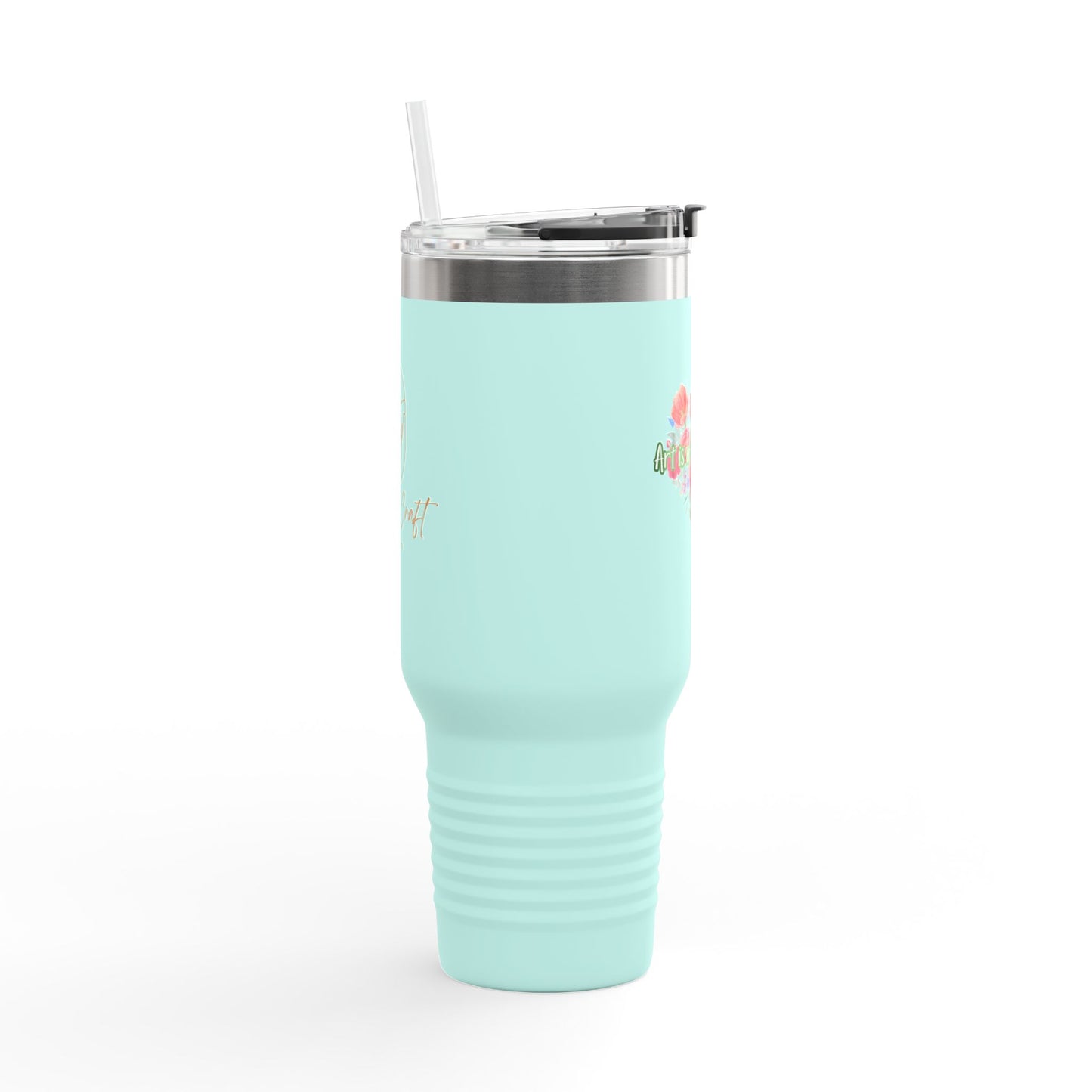 Floral Insulated Travel Mug - 40oz - "Art Is A Piece Of Love"