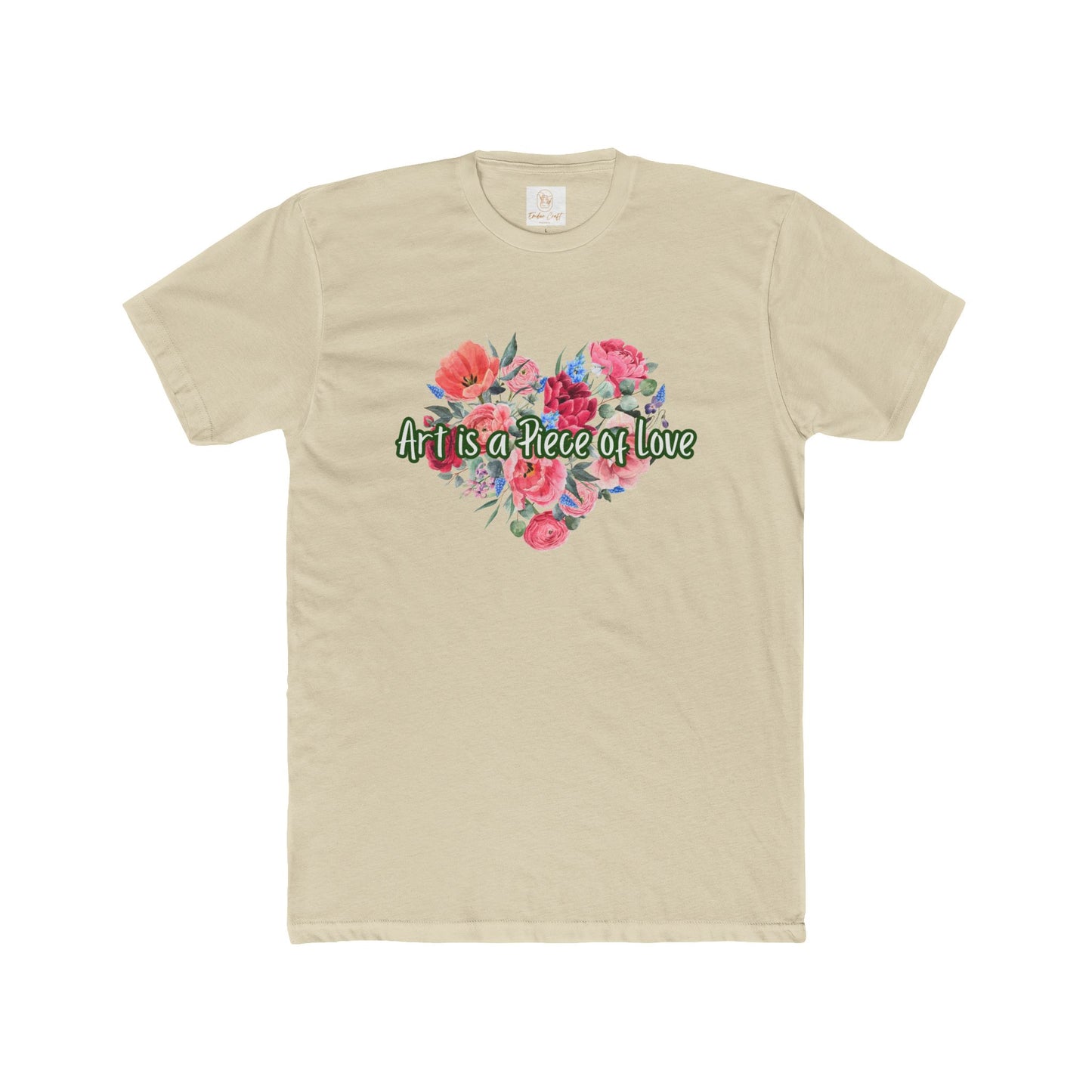 Floral Heart Art Unisex Cotton Crew Tee - "Art is a Piece of Love"