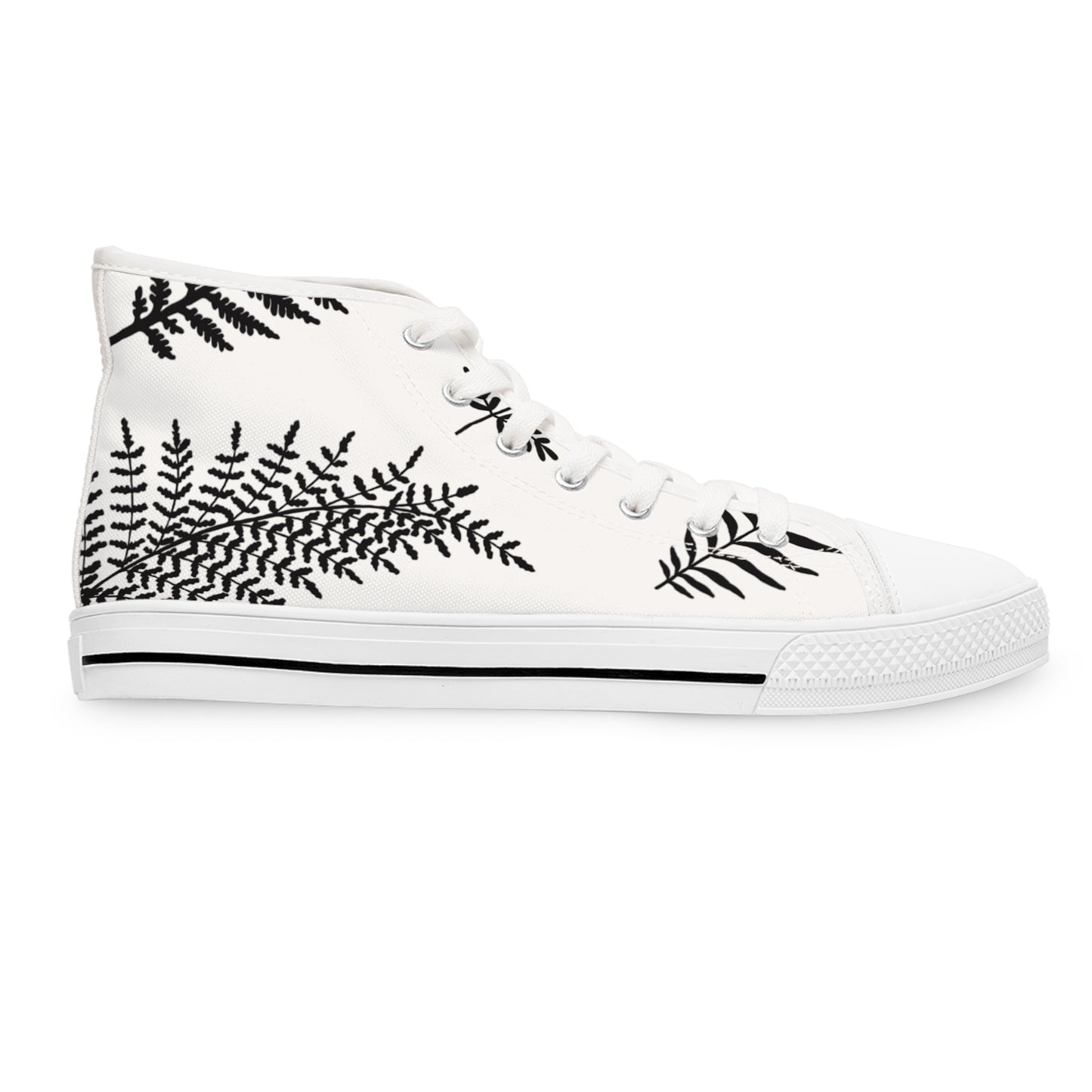 Fern Print High Top Sneakers for Women - Stylish Casual Fashion Footwear, Everyday Sneakers, Unique Gift Idea