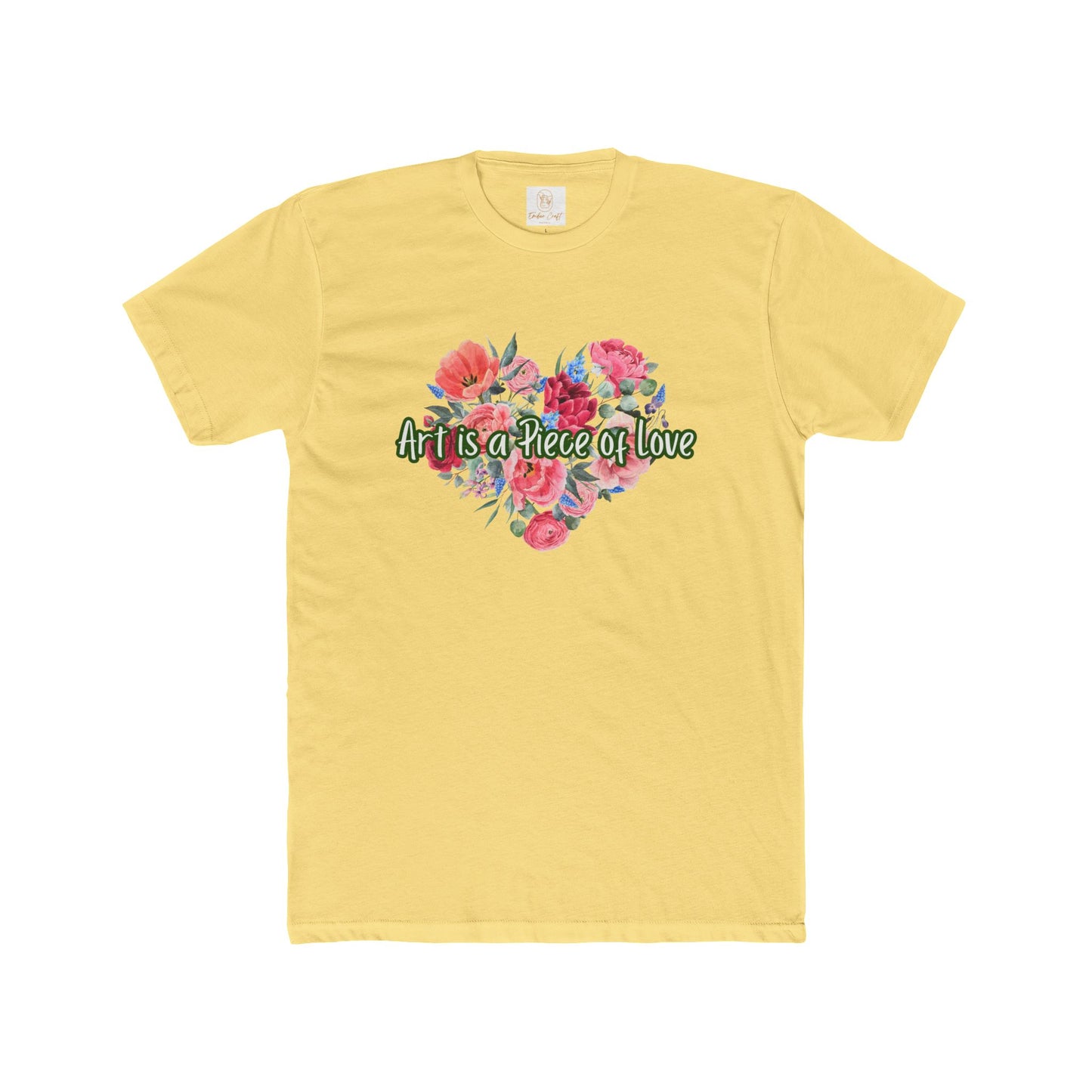 Floral Heart Art Unisex Cotton Crew Tee - "Art is a Piece of Love"
