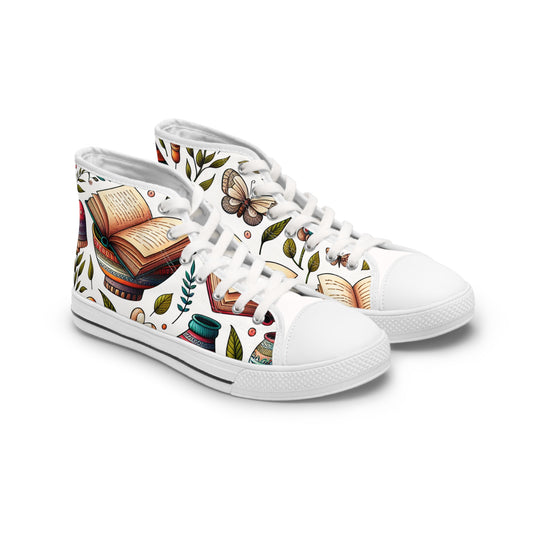 Book Lover's High Top Sneakers, Ideal for Readers, Literary Gifts, Cozy Vibes, Book Club, Unique Footwear