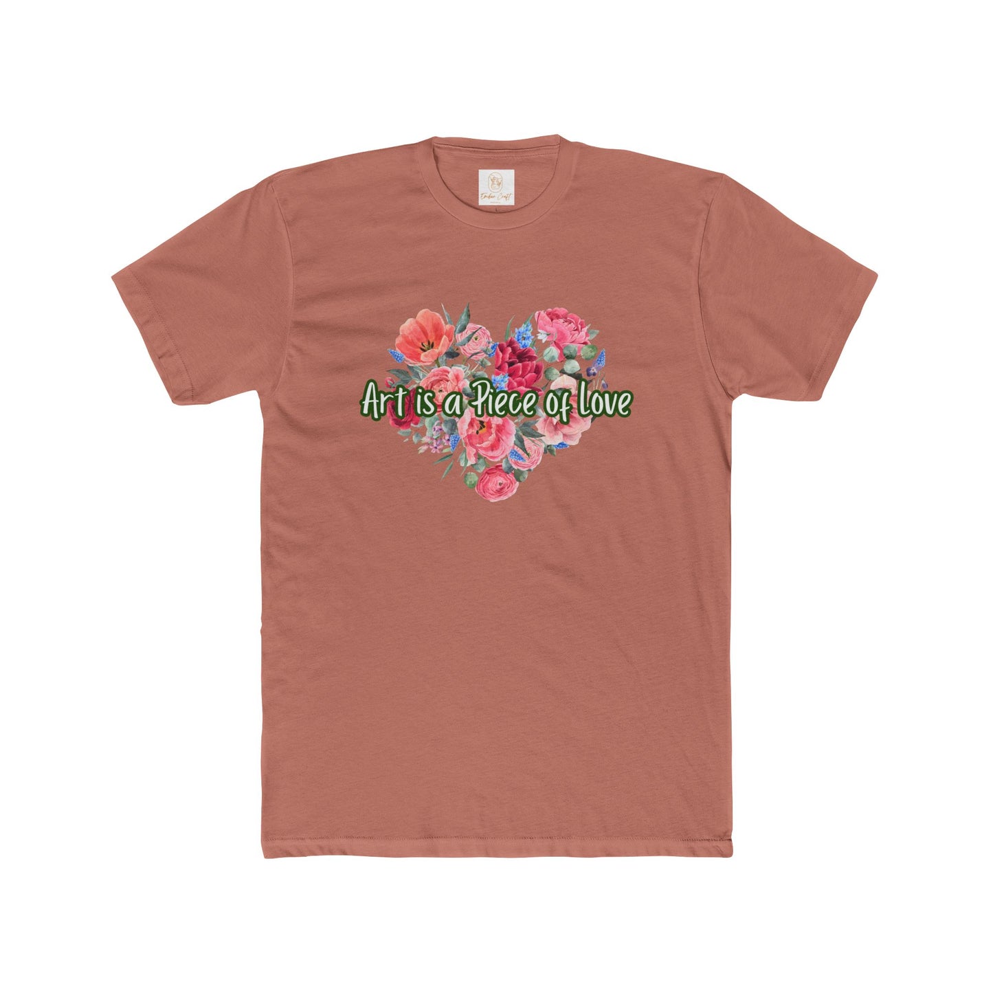 Floral Heart Art Unisex Cotton Crew Tee - "Art is a Piece of Love"