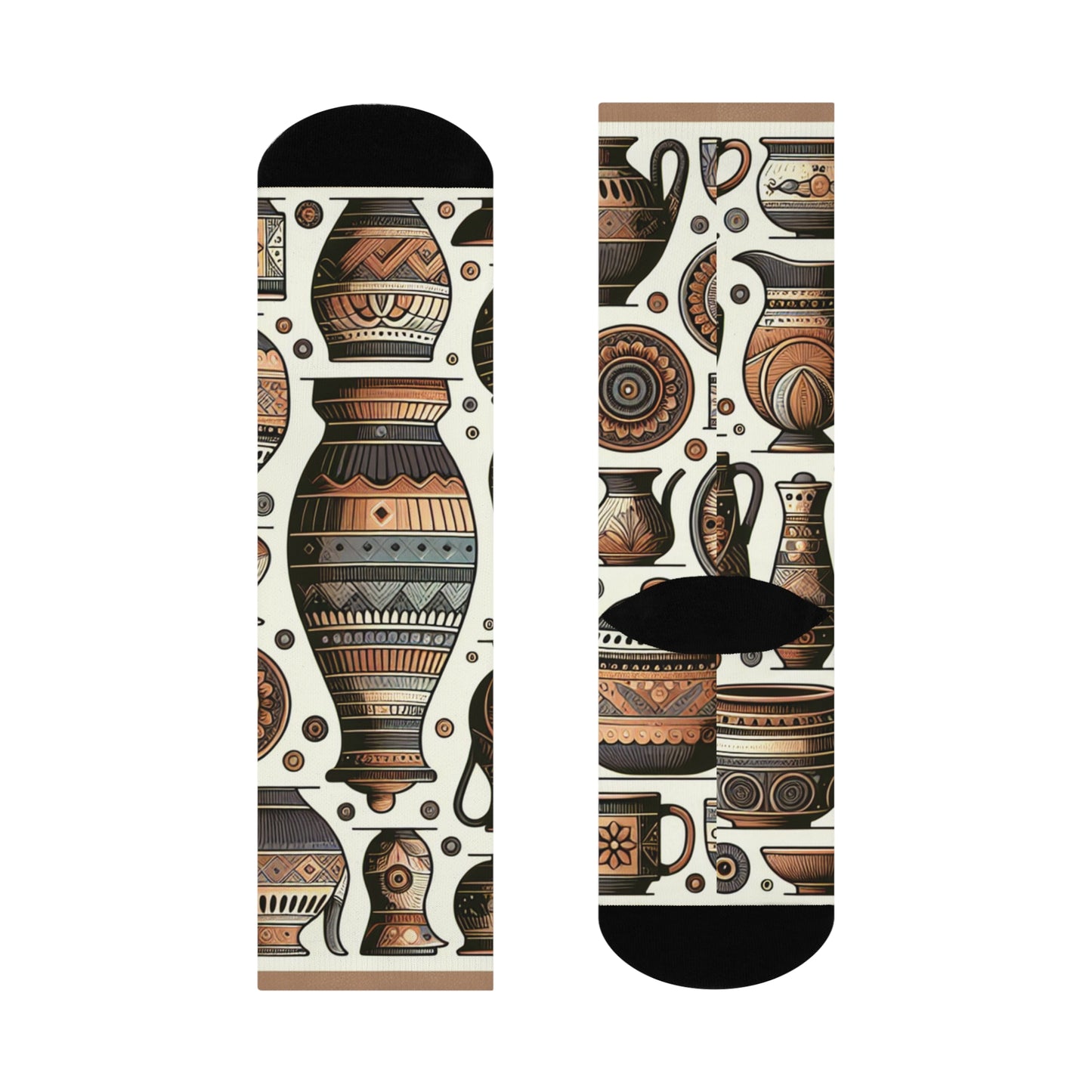 Artistic Pottery Design Cushioned Crew Socks, Unique Gift for Art Lovers, Cozy Homewear, Ideal for Casual Outfits, Perfect for Birthdays,