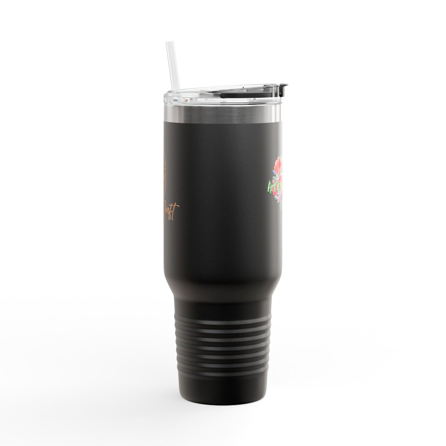 Floral Insulated Travel Mug - 40oz - "Art Is A Piece Of Love"